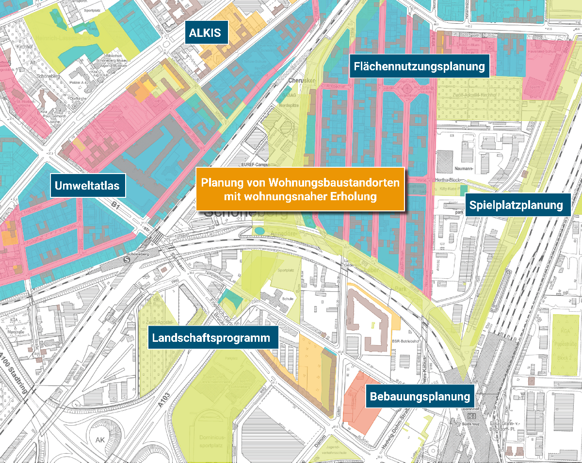 Kartographische Darstellung der recherchierten Informationsobjekte im System